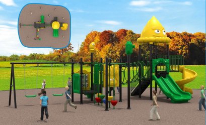 เครื่องเล่นสนาม A ชุดแบมบูสไลด์แอนด์สวิง-เครื่องเล่นสนาม กระดานลื่น สไลเดอร์ by Sealplay