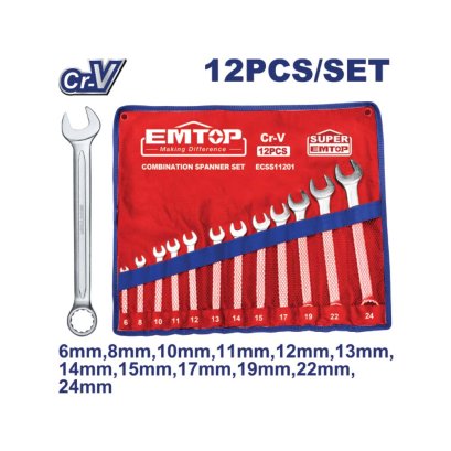 EMTOP ชุดประแจแหวนข้าง-ปากตาย 12 ชิ้น รุ่น ECSS11201