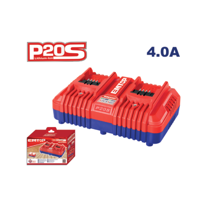 EMTOP แท่นชาร์จแบตเตอรี่แบบเร็ว 2 หัว กระแสชาร์จ 4A รุ่น EFCR20403