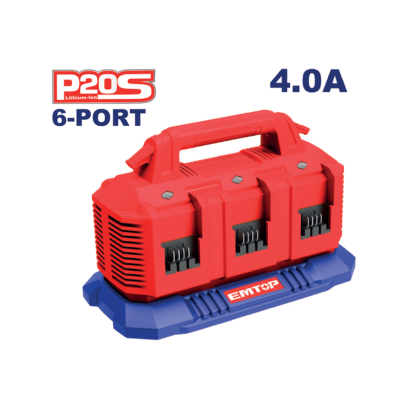 EMTOP แท่นชาร์จแบตเตอรี่แบบเร็ว 6 หัว กระแสชาร์จ 4A รุ่น EFCR2064