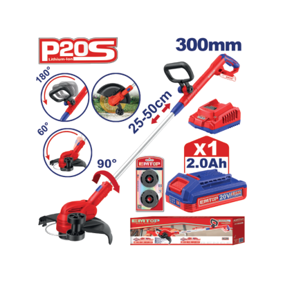 EMTOP เครื่องตัดหญ้าไร้สาย (แบต1ก้อน+แท่นชาร์จ) รุ่น ELGT203285