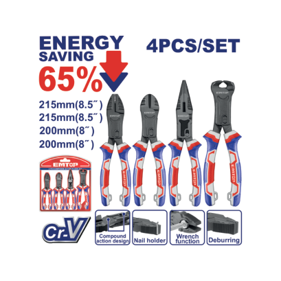 EMTOP ชุดคีมรวม 4 ชิ้น (คีมทุ่นแรง) รุ่น EPLS2451