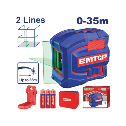 EMTOP เลเซอร์วัดระดับอัตโนมัติ 2 เส้น แสงสีเขียว รุ่น ESLE21601