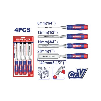 EMTOP ชุดสิ่วงานไม้ 4 ชิ้น รุ่น EWCT0401