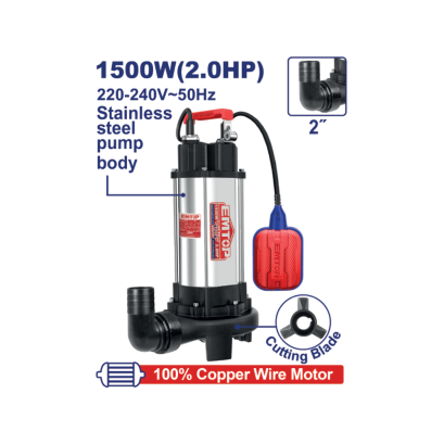 EMTOP ปั๊มน้ำแช่+ลูกลอย ดูดโคลน ท่อ 2" รุ่น EWPPQD15001