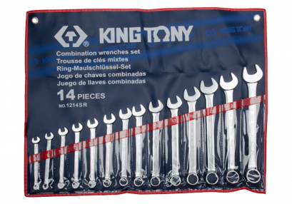KINGTONY 1214SR ชุดประแจแหวนข้าง-ปากตาย 14ตัว/ชุด (ระบบนิ้ว)