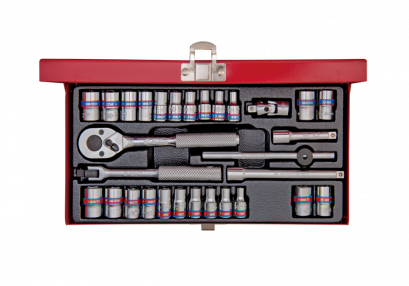 KINGTONY 2530CR บล็อกชุด 2ระบบ รู 1/4” 30 ตัว/ชุด 6เหลี่ยม