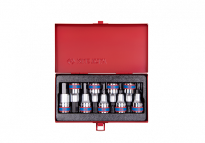 KINGTONY ลูกบล็อกเดือยโผล่ 6เหลี่ยม สั้น รู 1/2” มี 9 ตัว/ชุด