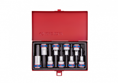 KINGTONY ลูกบล็อกเดือยโผล่ 6เหลี่ยม ยาว รู 1/2” มี 9 ตัว/ชุด