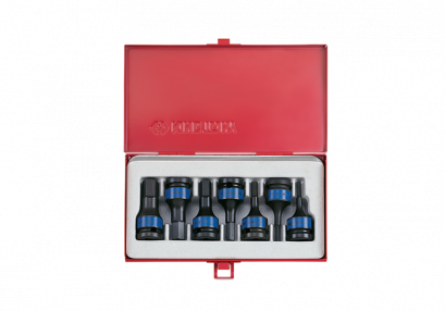 KINGTONY 4407MP ลูกบล็อกเดือยโผล่ลม 6เหลี่ยม สั้น รู 1/2” 7ตัว/ชุด