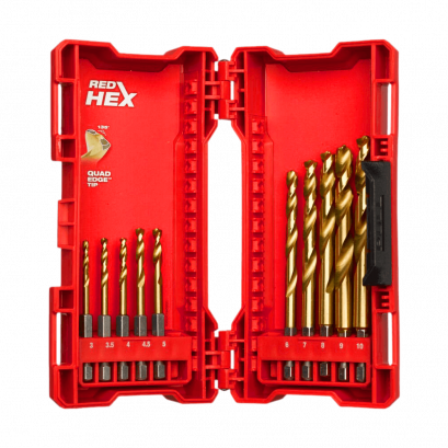 48894759 ดอกเจาะเหล็กไทเทเนี่ยม Red Hex HSS-G Titanium (10 ดอก)
