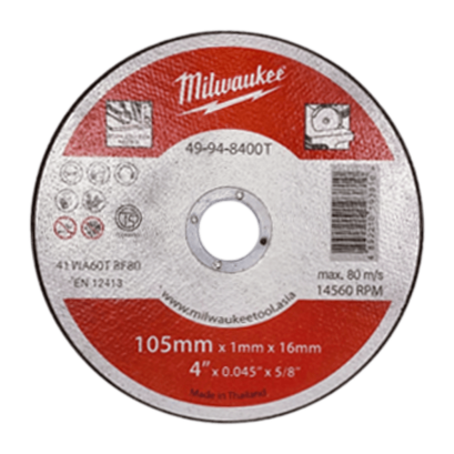 49-94-8400A ใบตัดสแตนเลสขนาด 4 นิ้ว 105x1.0x16 มม. MILWAUKEE