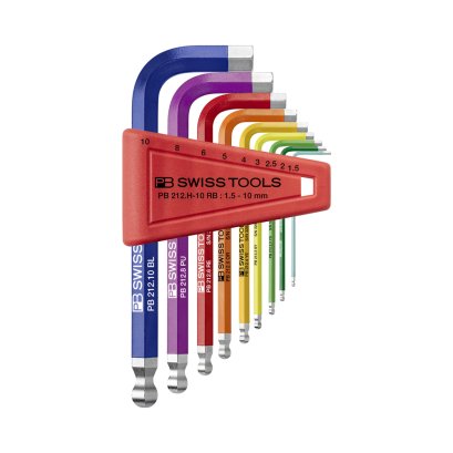 PB Swiss Tools ประแจหกเหลี่ยมหัวบอลสีรุ้ง 9 ชิ้น รุ่น PB212 H-10 RB