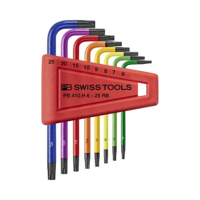 PB Swiss Tools ชุดประแจหกเหลี่ยมหัวท็อกซ์สีรุ้ง 8 ชิ้น รุ่น PB410 H6-25 RB