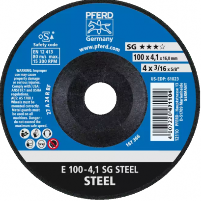 PFERD E 100-4,1 SG STEEL/16,0 ใบเจียร์เหล็ก 4นิ้ว ม้าลอดห่วง