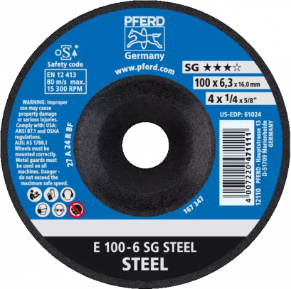 PFERD E 100-6 SG STEEL/16,0 ใบเจียร์เหล็ก 4 นิ้ว ม้าลอดห่วง