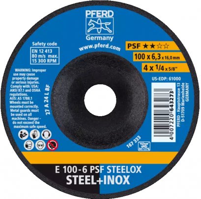 PFERD E 100-6 PSF STEELOX/16,0 ใบเจียร์สเตนเลส 4 นิ้ว ม้าลอดห่วง