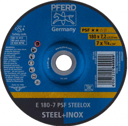 PFERD E 180-7 PSF STEELOX ใบเจียร์สเตนเลส 7 นิ้ว ม้าลอดห่วง