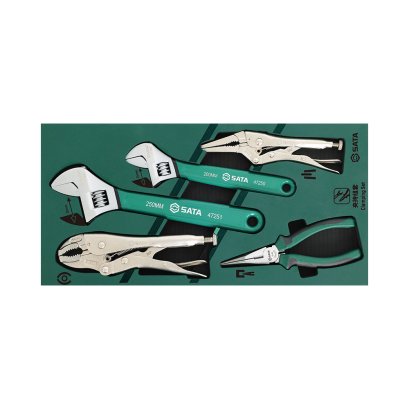 SATA ชุดถาดประแจเลื่อนหุ้มยางและคีมล็อค 5 ชิ้น SATA 09909