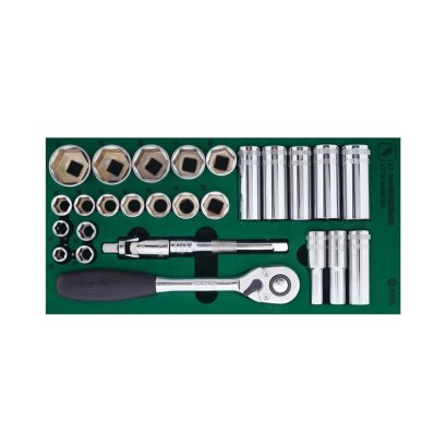 SATA ชุดถาดลูกบล็อกและด้ามฟรี 27 ชิ้น ขนาด 1/2&quot; SATA 09903