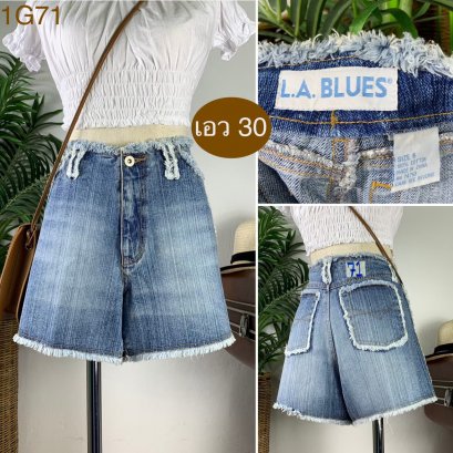 ♥️ รหัส1G71 ▪️ป้าย L.A. Blues  ▪️ เอว 30&quot; สะโพก 40&quot; ต้นขา 25&quot; ▪️เป้า 11&quot; ยาว 12.5&quot; (นิ้ว)