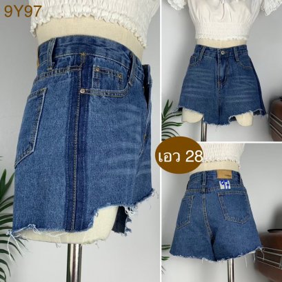 ♥️ รหัส9Y97 ▪️ป้าย Fashion  ▪️ เอว 28&quot; สะโพก 36&quot; ต้นขา 24&quot; ▪️เป้า 11.5&quot; ยาว 12&quot; (นิ้ว)