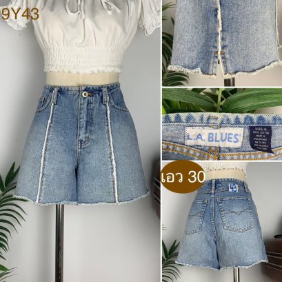 ♥️ รหัส9Y43 ▪️ป้าย L.A. Blues  ▪️ เอว 30&quot; สะโพก 38&quot; ต้นขา 25&quot; ▪️เป้า 10.5&quot; ยาว 13&quot; (นิ้ว)