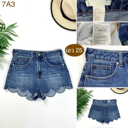 ♥️ รหัส7A3 ▪️ป้าย H&amp;M  ▪️ เอว 25&quot; สะโพก 32&quot; ต้นขา 21&quot; ▪️เป้า 10&quot; ยาว 10&quot; (นิ้ว)
