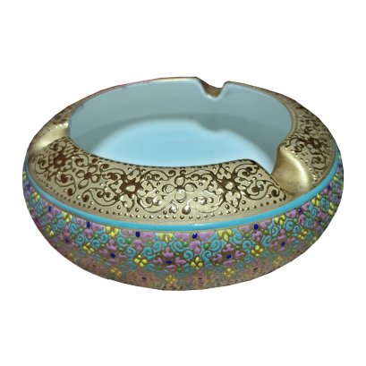 Ashtray Gold ที่เขียบบุหรี่กลมเบญจรงค์ผสมทองนูน