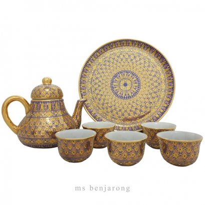 Chompo Tea Set | Benjarong กาชมพู่เบญจรงค์