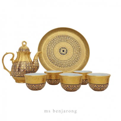 Tea Set Benjarong | Gold | Small กาอ้วนจิ๋วเบญจรงค์ ผสม ทองนูน