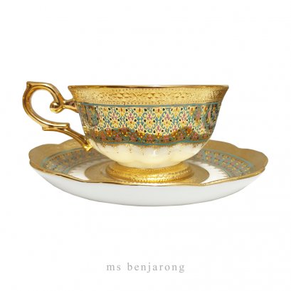 Bone China Tea Cup | Benjarong + Gold