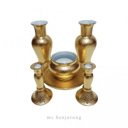 Gold joss strick pot set  ชุดกระถางธูป ทองล้วน