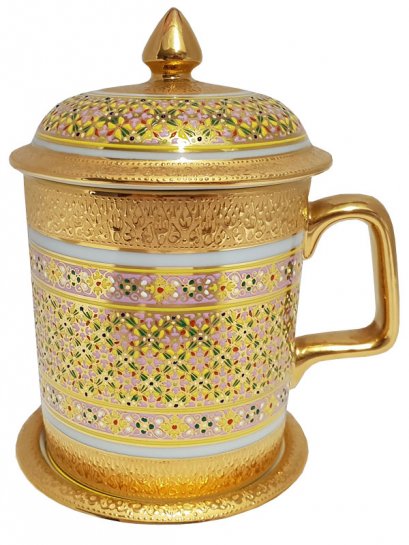 Mug Gold แก้วมัคเบญจรงค์ ผสม ทองนูน