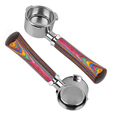 IKAPE Bottomless Portafilter Colorful Wooden Handle-Rainbow ก้านชง 3 หู หัว Breville สีเรนโบว์ (Rainbow) ขนาด 54 mm