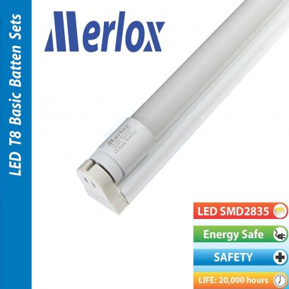 ชุดนีออน LED T8 Basic ขาบิดล๊อครางเหล็ก Merlox
