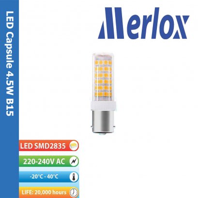 หลอด LED Capsule 220-240V 4.5W 450LM 300° B15 Merlox