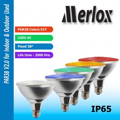 หลอดไฟสี PAR38 Color 230V 80W Flood 38° E27 MERLOX