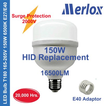 หลอดไฟ LED T180 165-265V 150W 6500K 16500LM E27 Merlox