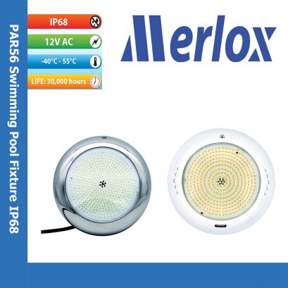 โคมไฟสระน้ำ LED PAR56 12V 30W 2700LM 3000K IP68 MERLOX