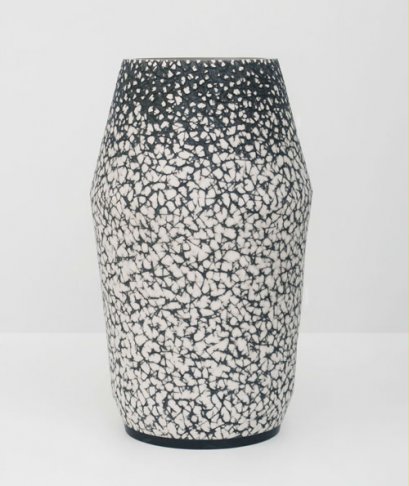 Low vase with shaved lacquered