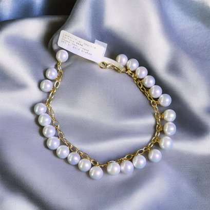 Fresh water pearl bracelet with silver92.5 setting