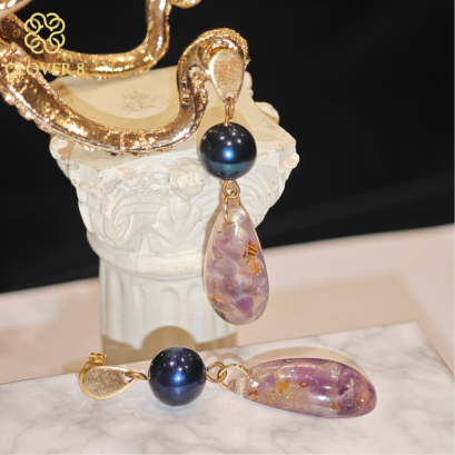 ต่างหู Amethyst &times; มวลสารว่านมงคล