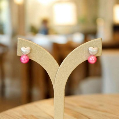 ต่างหูมุกน้ำจืด ตัวเรือนเงิน92.5