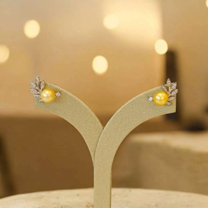 ต่างหูมุกน้ำจืด ตัวเรือนเงิน92.5