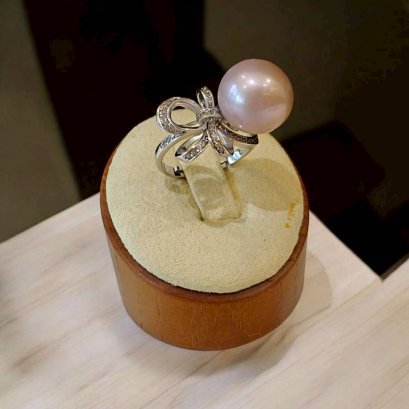 แหวนไข่มุกน้ำจืดแท้ ตัวเรือนเงิน92.5