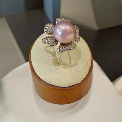 แหวนไข่มุกน้ำจืดแท้ ตัวเรือนเงิน92.5