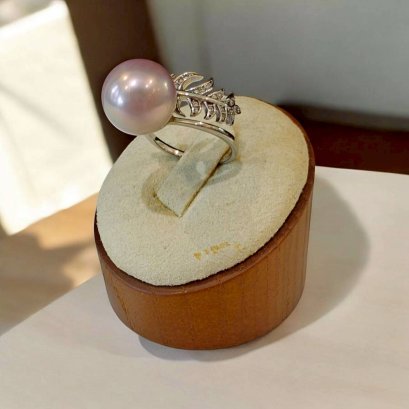 แหวนไข่มุกน้ำจืดแท้ ตัวเรือนเงิน92.5