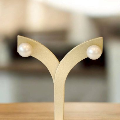 ต่างหูมุกน้ำจืด ตัวเรือนเงิน92.5