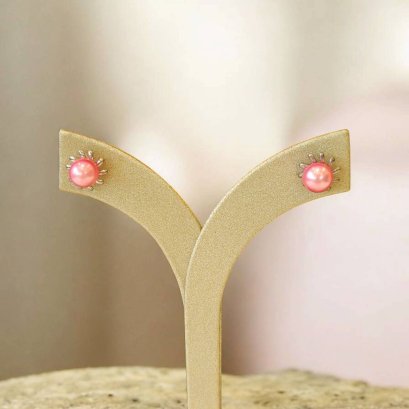 ต่างหูมุกน้ำจืด ตัวเรือนเงิน92.5